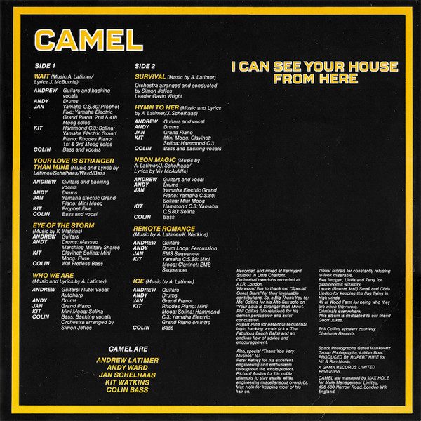 Camel - I Can See Your House From Here - NM or M- / VG+ (LP-Pre Loved) - Image 3