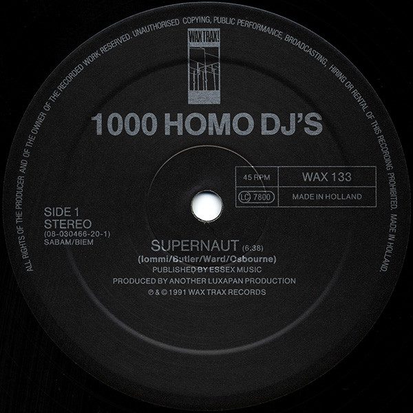 1000 Homo DJs - Supernaut - VG / VG+ (12"-Pre Loved) - Image 3
