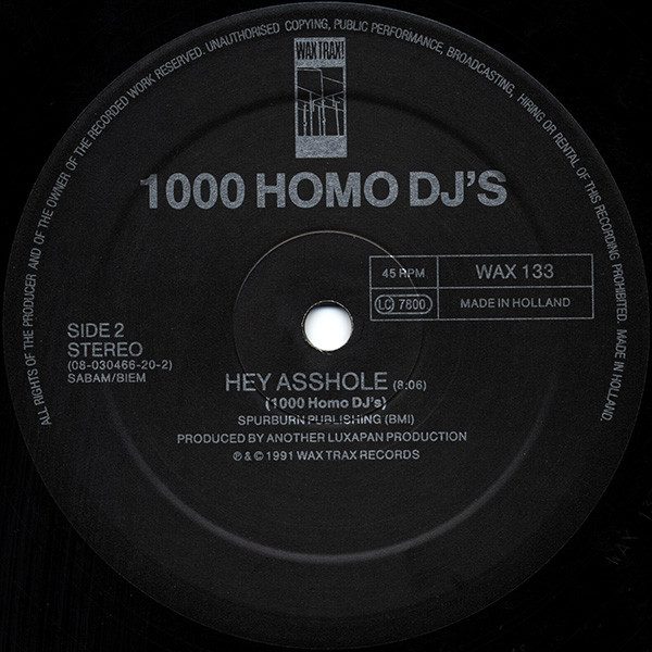 1000 Homo DJs - Supernaut - VG / VG+ (12"-Pre Loved) - Image 4