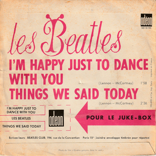 The Beatles - I'm Happy Just To Dance With You / Things We Said Today - 7 inch Vinyl Record VG+/VG+ (Pre Loved) - Image 2
