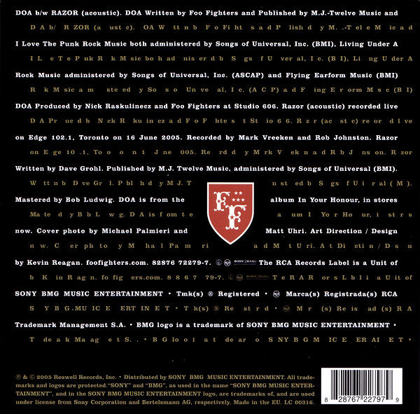 Foo Fighters - DOA - 7 inch Vinyl Record VG+/VG+ (Pre Loved) - Image 2