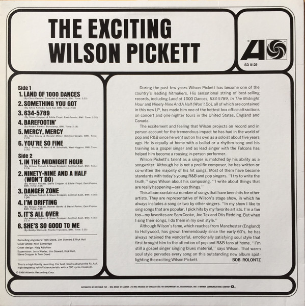 Wilson Pickett - The Exciting Wilson Pickett - Vinyl Record NM/NM (Pre Loved) - Image 2