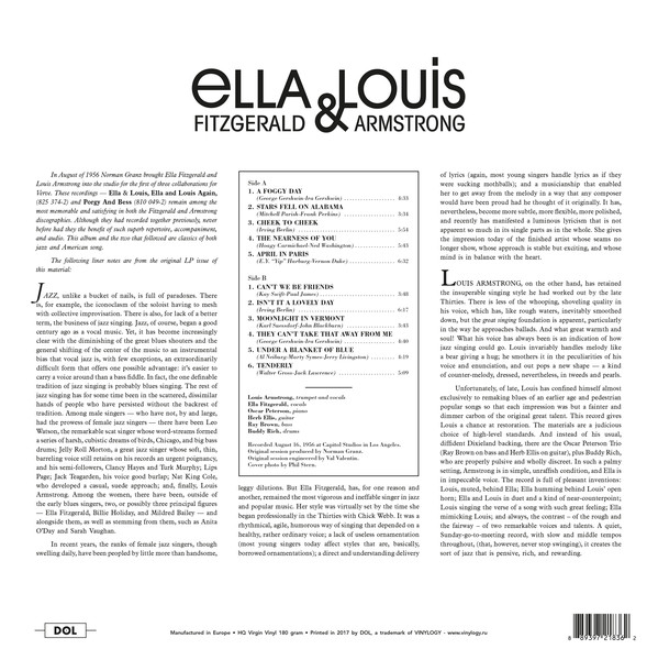 Ella Fitzgerald & Louis Armstrong - Ella And Louis - Vinyl Record VG+/VG+ (Pre Loved) - Image 2