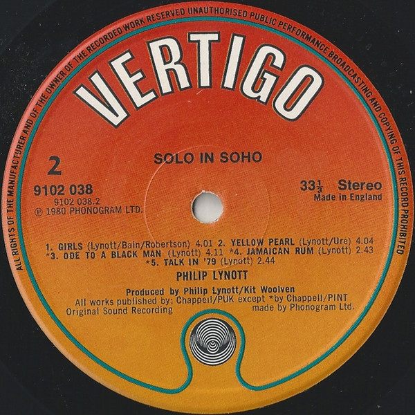 Phil Lynott - Solo In Soho - Vinyl Record VG/VG+ (Pre Loved) - Image 4