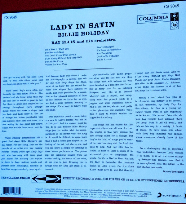 Billie Holiday With Ray Ellis And His Orchestra - Lady In Satin - Vinyl Record NM/NM (Pre Loved) - Image 2