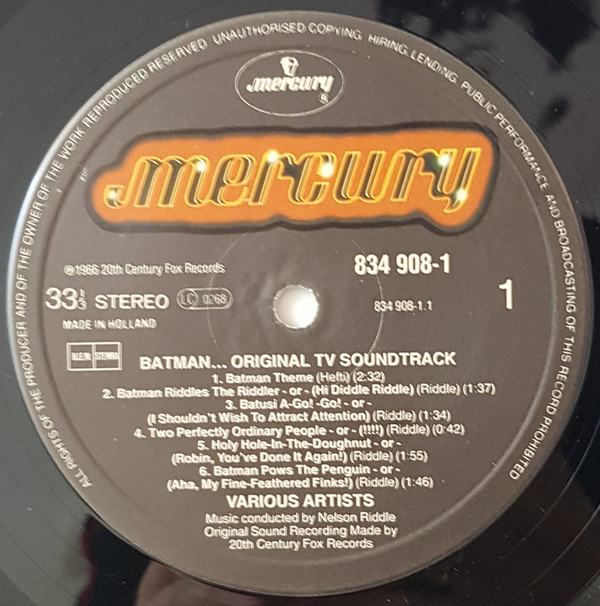 Nelson Riddle - Batman (Exclusive Original Television Soundtrack Album) - Vinyl Record VG+/VG+ (Pre Loved) - Image 3