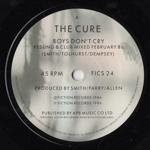 The Cure - Boys Don't Cry (New Voice • New Mix) - 7 inch Vinyl Record VG+/VG+ (Pre Loved) - Image 3