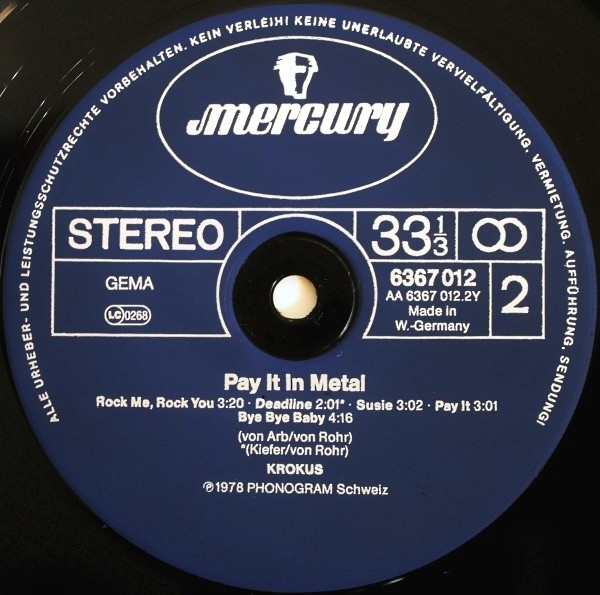 Krokus - Pay It In Metal - Vinyl Record VG/VG+ (Pre Loved) - Image 4