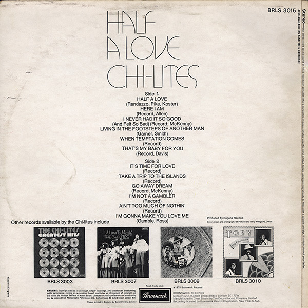 The Chi-Lites - Half A Love - Vinyl Record VG+/VG+ (Pre Loved) - Image 2