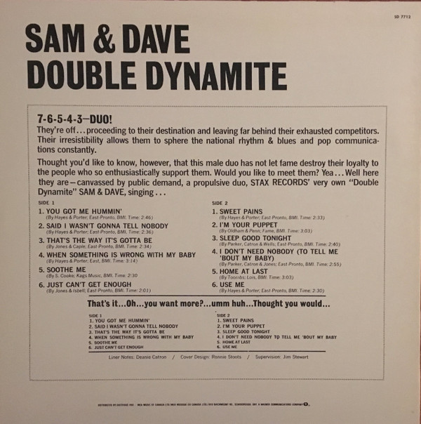 Sam & Dave - Double Dynamite - Vinyl Record NM/NM (Pre Loved) - Image 2