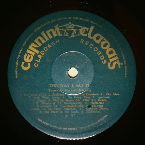 Norman Maccaig - The Way I Say It - Vinyl Record VG+/VG+ (Pre Loved) - Image 4