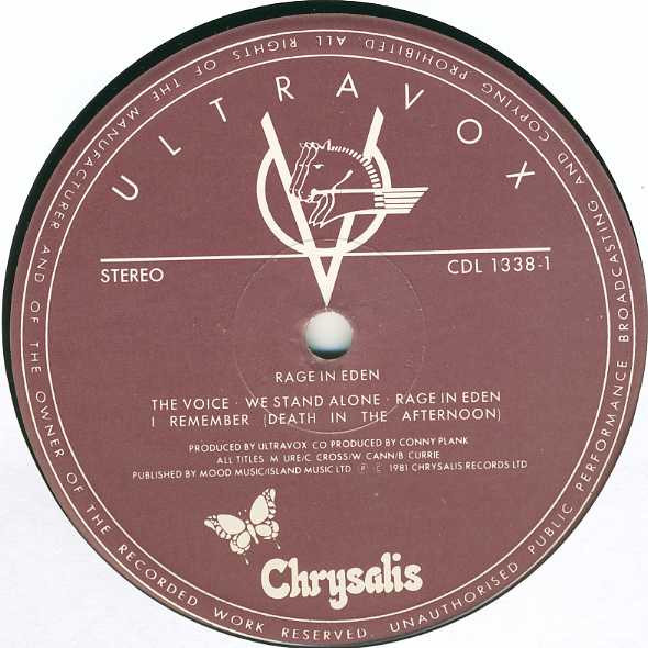 Ultravox - Rage In Eden - Vinyl Record VG+/VG+ (Pre Loved) - Image 3