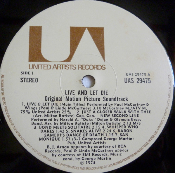 Various - Live And Let Die (Original Motion Picture Soundtrack) - Vinyl Record VG+/NM (Pre Loved) - Image 3
