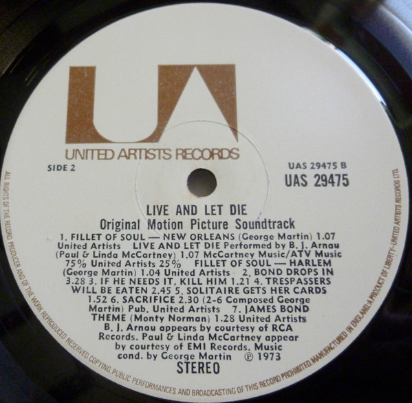 Various - Live And Let Die (Original Motion Picture Soundtrack) - Vinyl Record VG+/NM (Pre Loved) - Image 4