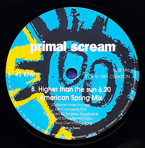 Primal Scream - Higher Than The Sun - 7 inch Vinyl Record VG+/VG+ (Pre Loved) - Image 4