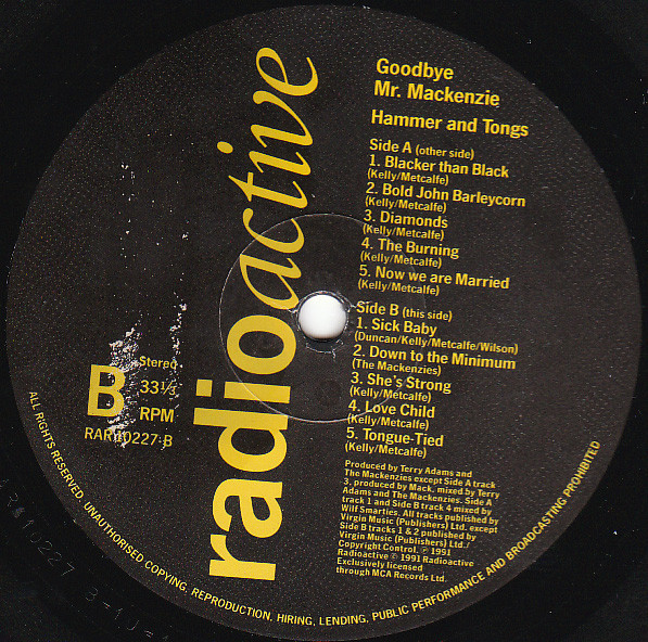 Goodbye Mr. Mackenzie - Hammer And Tongs - Vinyl Record NM/NM (Pre Loved) - Image 3