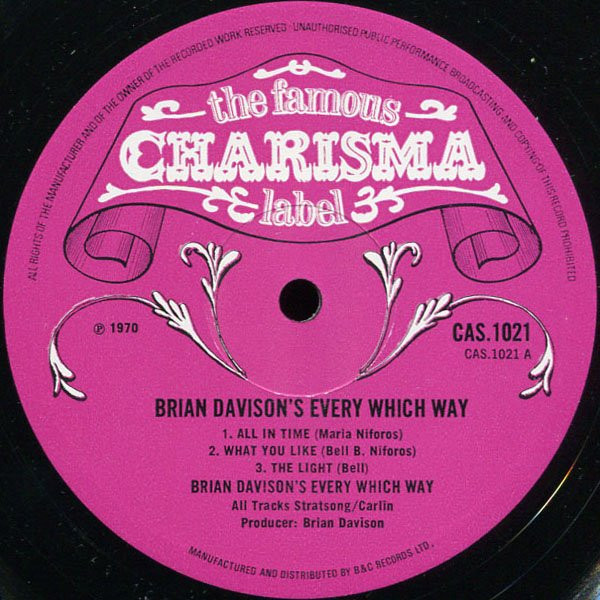 Brian Davison's Every Which Way - Brian Davison's Every Which Way - Vinyl Record VG+/VG+ (Pre Loved) - Image 3