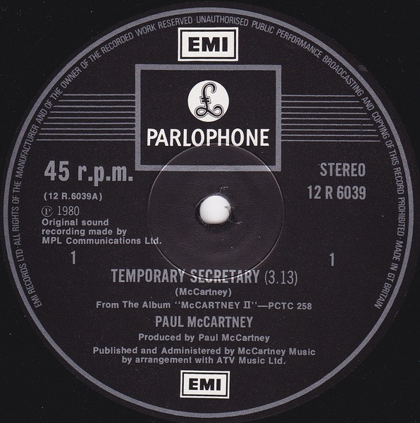 Paul McCartney - Temporary Secretary - VG+ / NM or M- (12"-Pre Loved) - Image 3