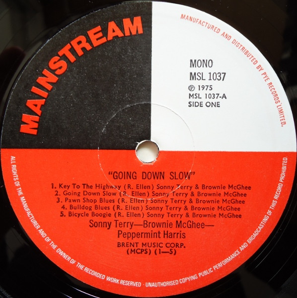 Sonny Terry, Brownie McGhee, Peppermint Harris - Going Down Slow - Vinyl Record VG+/VG+ (Pre Loved) - Image 3