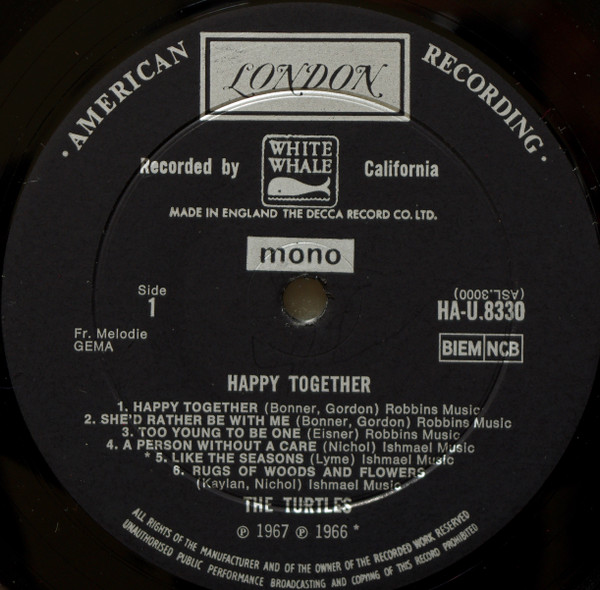 The Turtles - Happy Together (She'd Rather Be With Me) - Vinyl Record VG/VG+ (Pre Loved) - Image 3