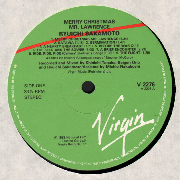 Ryuichi Sakamoto - Merry Christmas, Mr Lawrence - Vinyl Record VG+/NM (Pre Loved) - Image 4