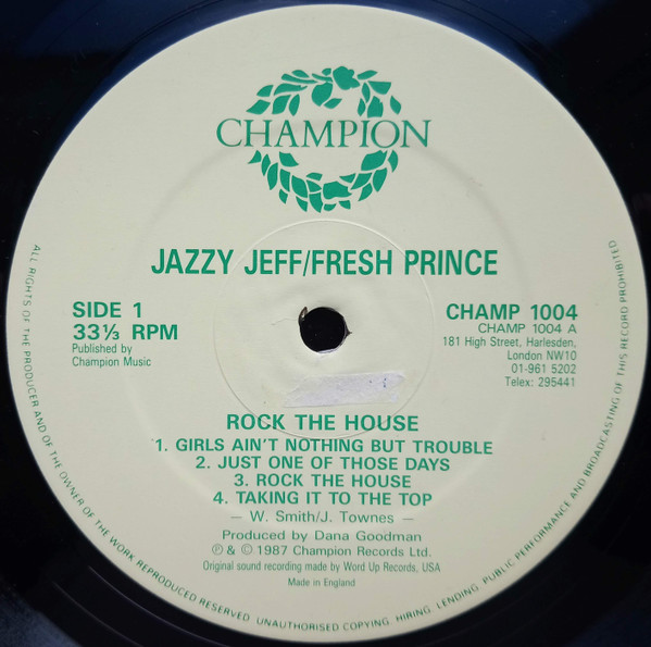DJ Jazzy Jeff & The Fresh Prince - Rock The House - Vinyl Record VG+/VG+ (Pre Loved) - Image 3