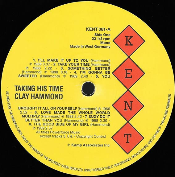 Clay Hammond - Taking His Time - Vinyl Record VG+/NM (Pre Loved) - Image 3