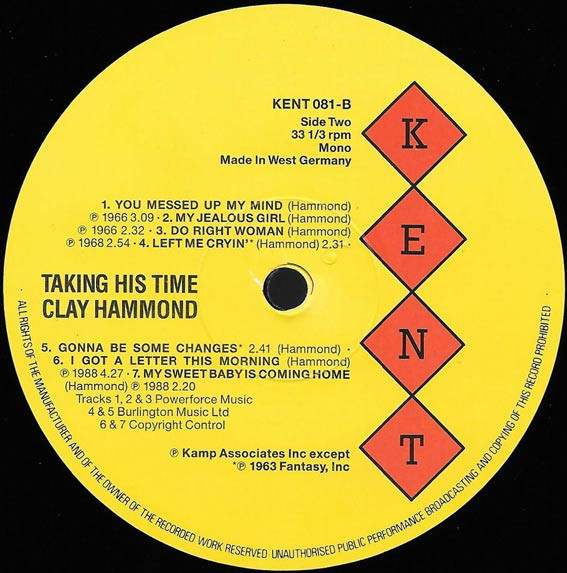 Clay Hammond - Taking His Time - Vinyl Record VG+/NM (Pre Loved) - Image 4