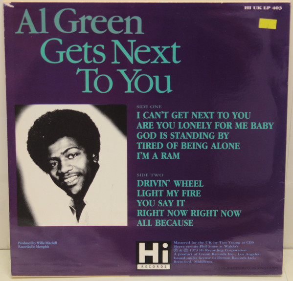 Al Green - Al Green Gets Next To You - Vinyl Record NM/VG+ (Pre Loved) - Image 3