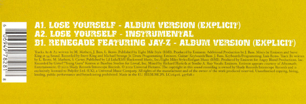 Eminem - Lose Yourself - Vinyl Record VG+/VG+ (Pre Loved) - Image 2