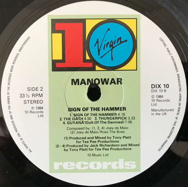 Manowar - Sign Of The Hammer - Vinyl Record VG+/VG+ (Pre Loved) - Image 4