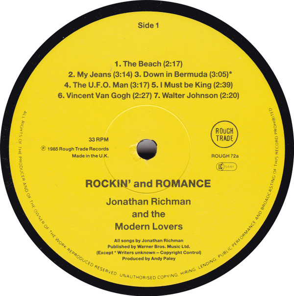 Jonathan Richman & The Modern Lovers - Rockin' And Romance - Vinyl Record VG+/VG+ (Pre Loved) - Image 3