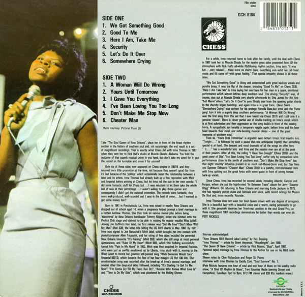 Irma Thomas - Down At Muscle Shoals - Vinyl Record NM/NM (Pre Loved) - Image 2