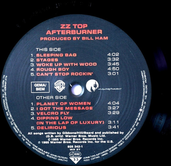 ZZ Top - Afterburner - Vinyl Record VG+/VG+ (Pre Loved) - Image 3