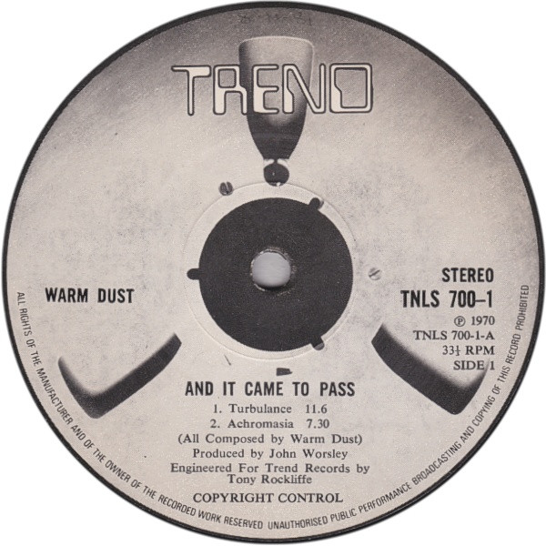 Warm Dust - And It Came To Pass - Vinyl Record VG+/VG+ (Pre Loved) - Image 4