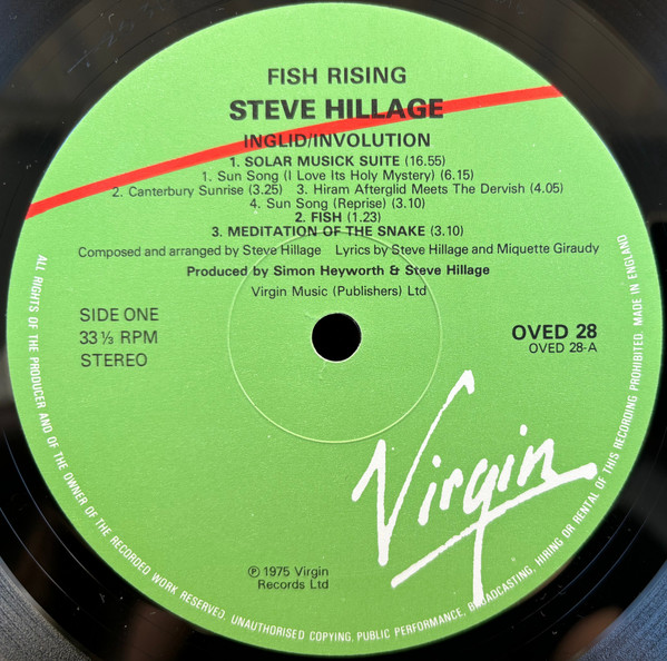 Steve Hillage - Fish Rising - Vinyl Record VG+/VG+ (Pre Loved) - Image 3