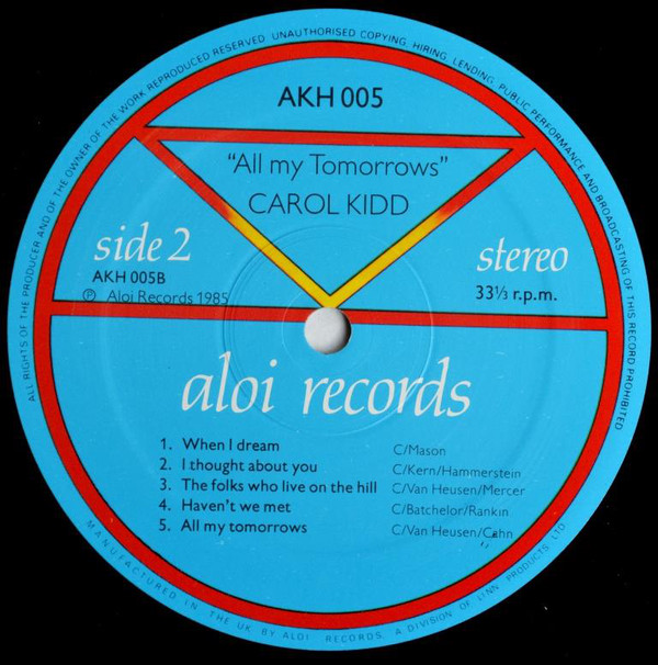 Carol Kidd - All My Tomorrows - Vinyl Record VG+/VG+ (Pre Loved) - Image 4