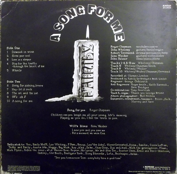 Family (6) - A Song For Me - Vinyl Record VG/VG+ (Pre Loved) - Image 2