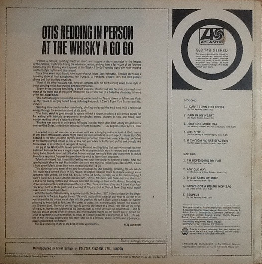 Otis Redding - At The Whisky A Go Go Los Angeles - Vinyl Record VG/VG+ (Pre Loved) - Image 2