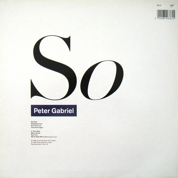 Peter Gabriel - So - Vinyl Record VG+/VG+ (Pre Loved) - Image 2