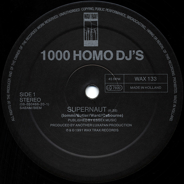 1000 Homo DJs - Supernaut - Vinyl Record VG/VG+ (Pre Loved) - Image 3