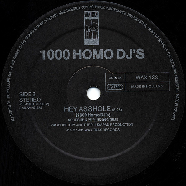 1000 Homo DJs - Supernaut - Vinyl Record VG/VG+ (Pre Loved) - Image 4