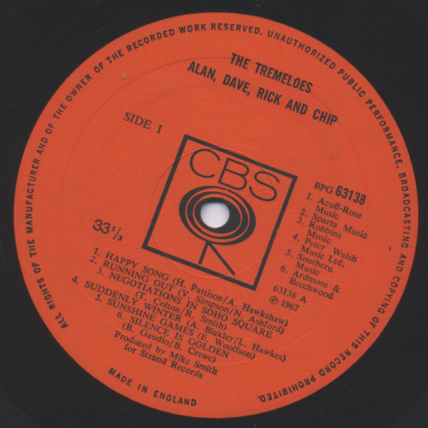 The Tremeloes - Alan, Dave, Rick And Chip - Vinyl Record VG+/VG+ (Pre Loved) - Image 3