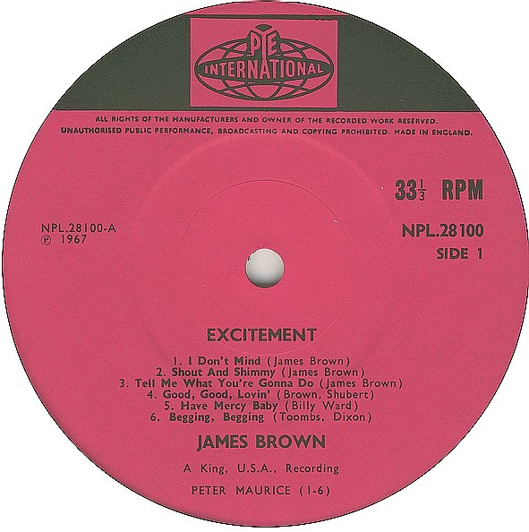 James Brown - Excitement - Vinyl Record VG/VG+ (Pre Loved) - Image 3