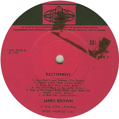James Brown - Excitement - Vinyl Record VG/VG+ (Pre Loved) - Image 4