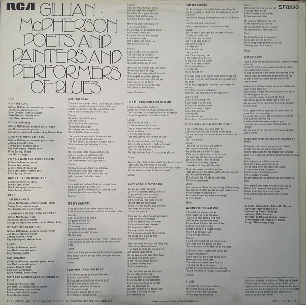 Gillian McPherson - Poets And Painters And Performers Of Blues - Vinyl Record VG+/VG+ (Pre Loved) - Image 2