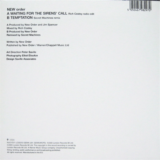 New Order - Waiting For The Sirens' Call / Temptation - 7 inch Vinyl Record VG+/VG+ (Pre Loved) - Image 2
