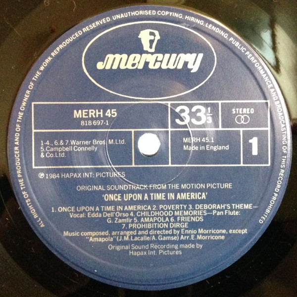 Ennio Morricone - Once Upon A Time In America (Original Motion Picture Soundtrack) - Vinyl Record VG/VG+ (Pre Loved) - Image 3