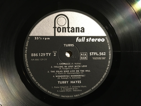 Tubby Hayes - Tubbs - Vinyl Record VG+/VG+ (Pre Loved) - Image 4