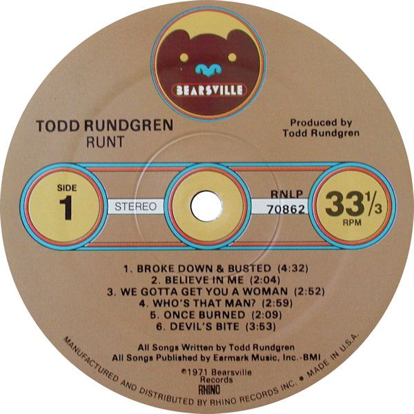 Todd Rundgren - Runt - Vinyl Record VG+/VG+ (Pre Loved) - Image 3